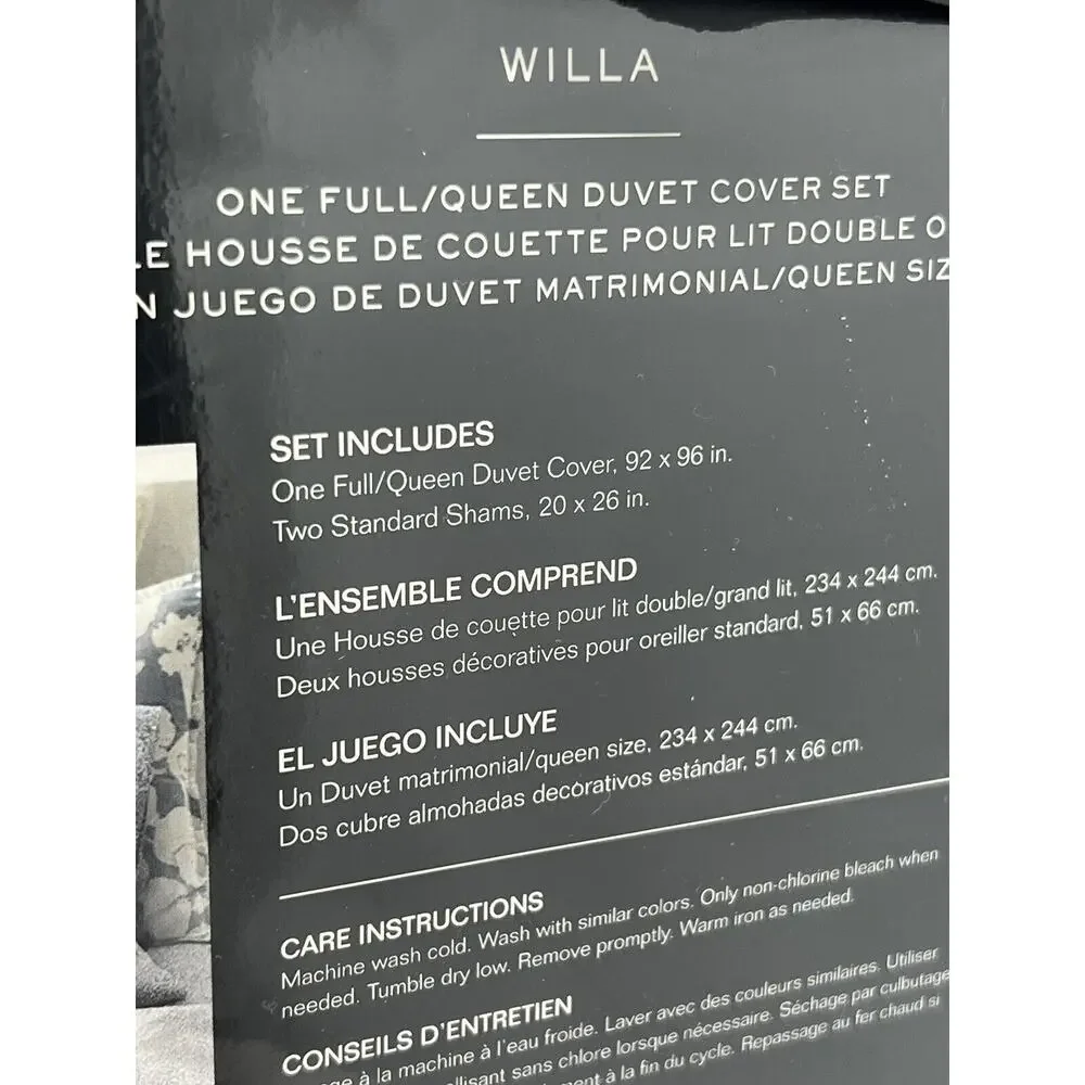 Ralph Lauren Willa Floral Full Queen Duvet Cover Set Chambray Cream $300 NIP